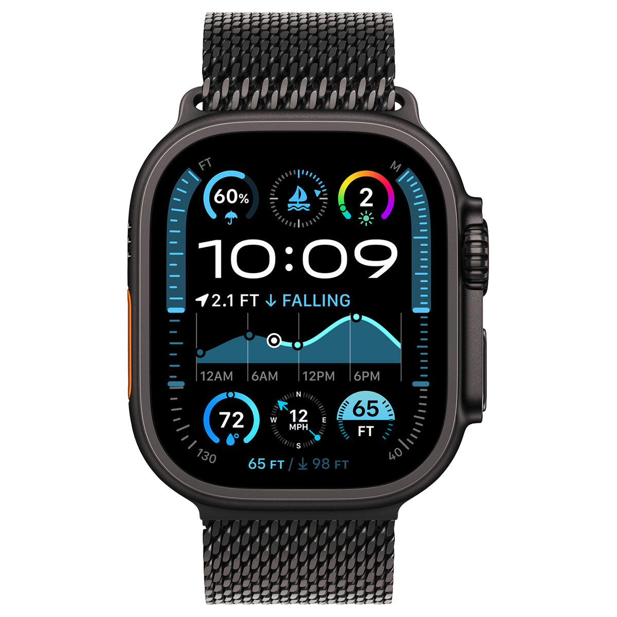 Apple Watch Ultra 2 Zwart 49mm - Milanees band Zwart